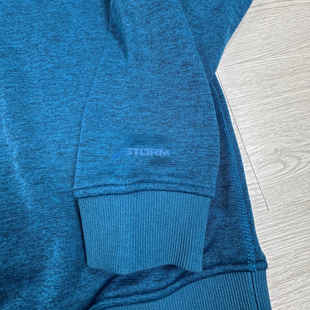 Under Armour‎ Mens Pullover Storm ColdGear Quarter Zip Blue XL Heathered Fleece - Picture 6 of 8
